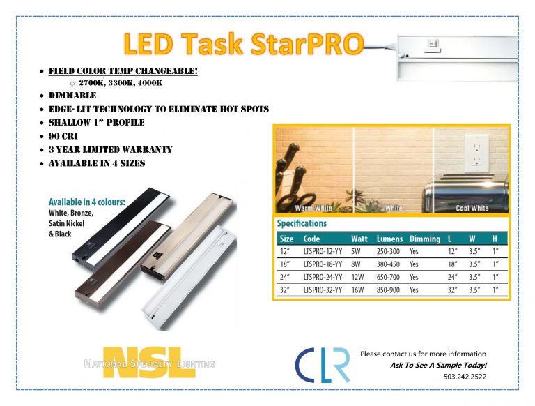 NSL Task Light Cascade Lighting Representatives